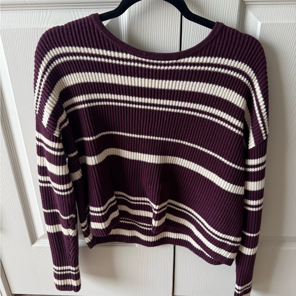 La Hearts Maroon and White Striped Sweater